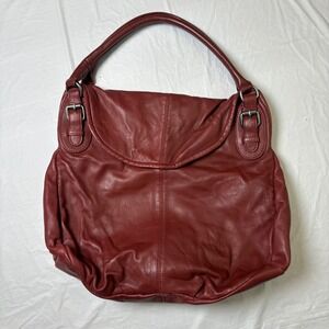 J Jill Burgundy Genuine Leather Hobo Shoulder Bag
